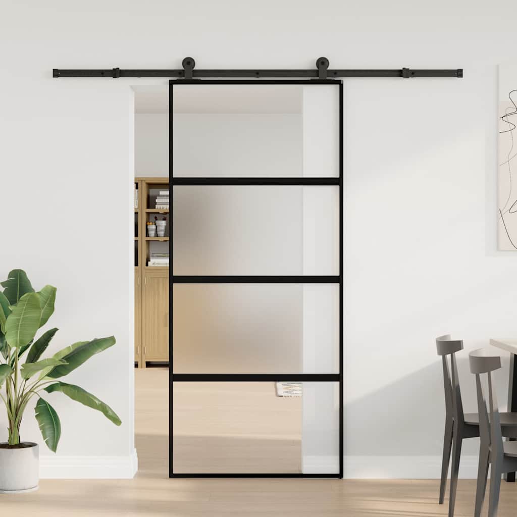tolóajtó vasalattal 90x205 cm edzett üveg&Alumínium
