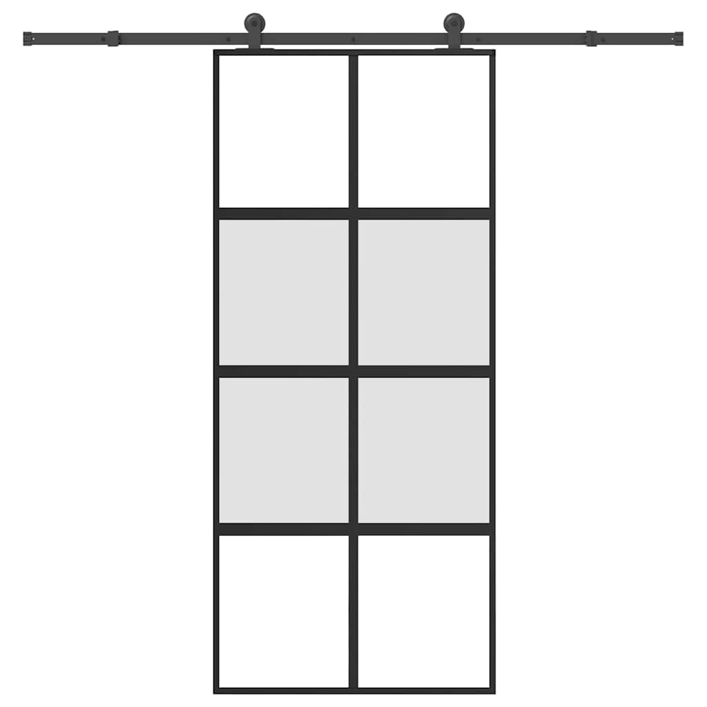 tolóajtó vasalattal 90x205 cm edzett üveg és alumínium szett