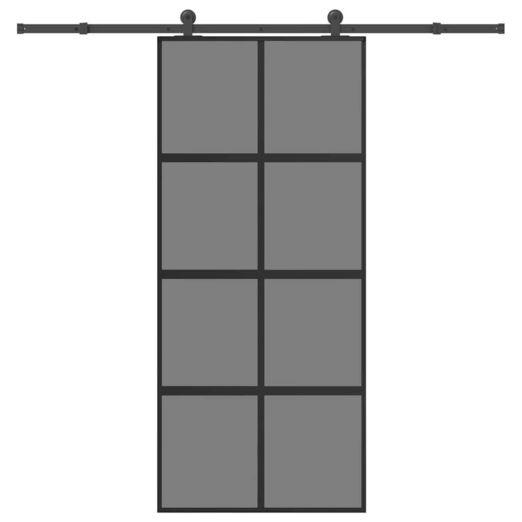 tolóajtó vasalattal 90x205 cm edzett üveg és alumínium szett
