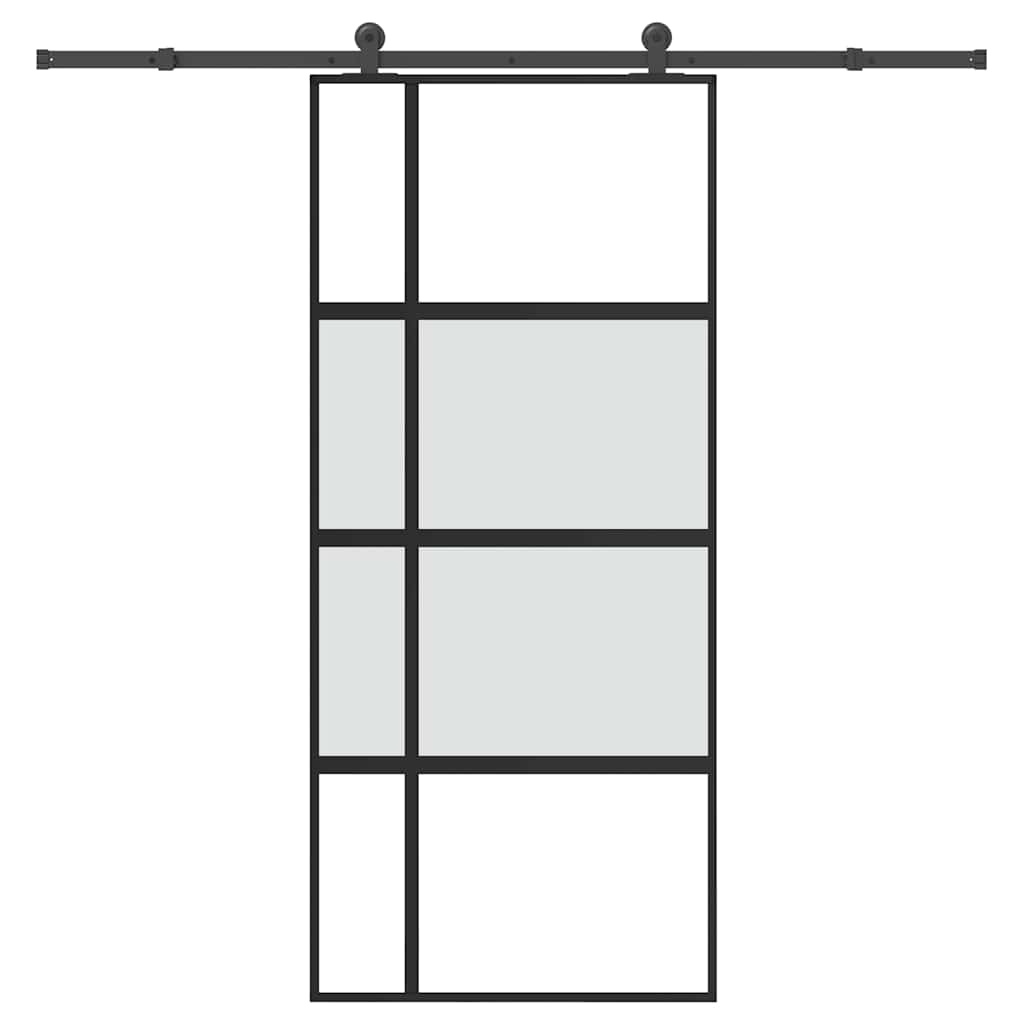 tolóajtó vasalattal 90x205 cm edzett üveg és alumínium szett