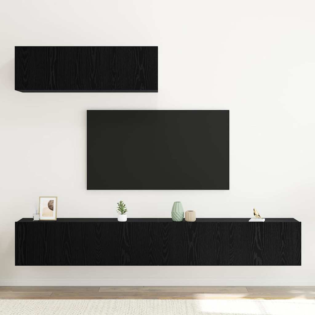 TV Szekrény Szett 3 pcs Musta tammi 200 x 30 x 30 cm Faanyag