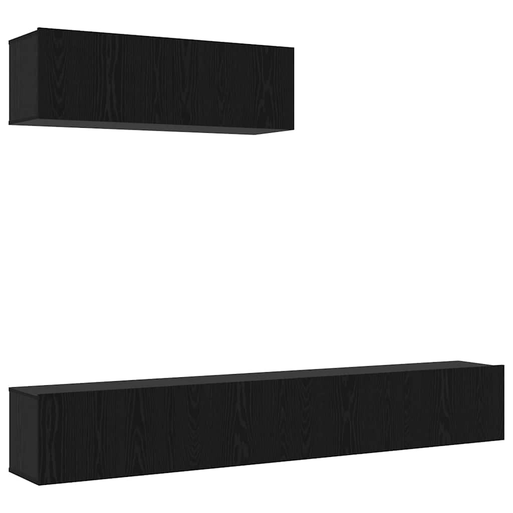 TV Szekrény Szett 3 pcs Musta tammi 200 x 30 x 30 cm Faanyag