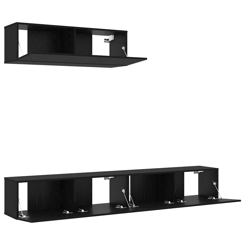 TV Szekrény Szett 3 pcs Musta tammi 200 x 30 x 30 cm Faanyag