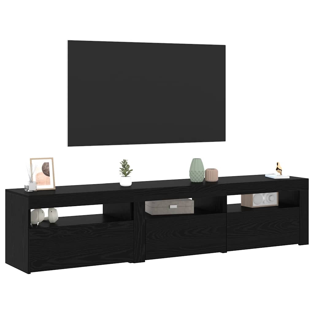 TV Szekrények 2 pcs Musta tammi 180 x 35 x 40 cm Faanyag