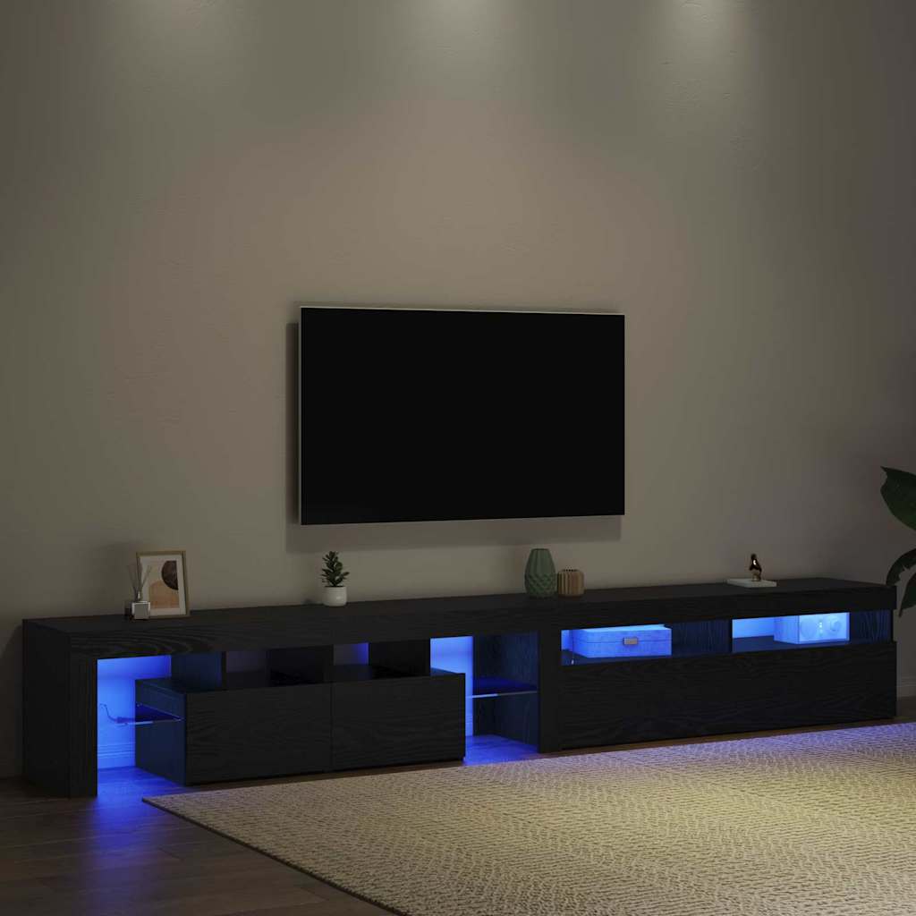 TV szekrények 2 pcs Musta tammi 260 x 36.5 x 40 cm Faanyag