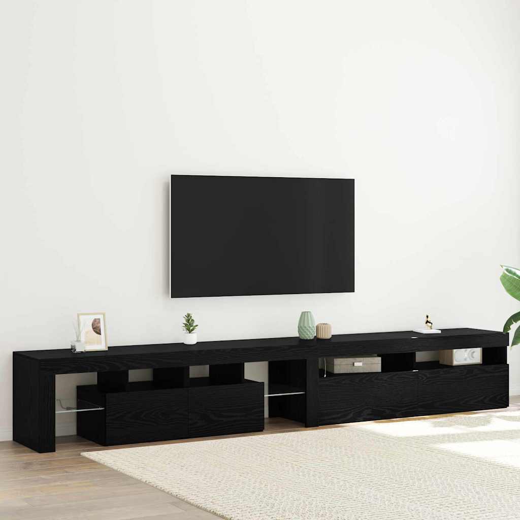 TV szekrények 2 pcs Musta tammi 260 x 36.5 x 40 cm Faanyag