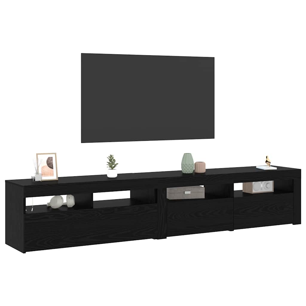 TV Szekrények 2 pcs Musta tammi 210 x 35 x 40 cm Faanyag