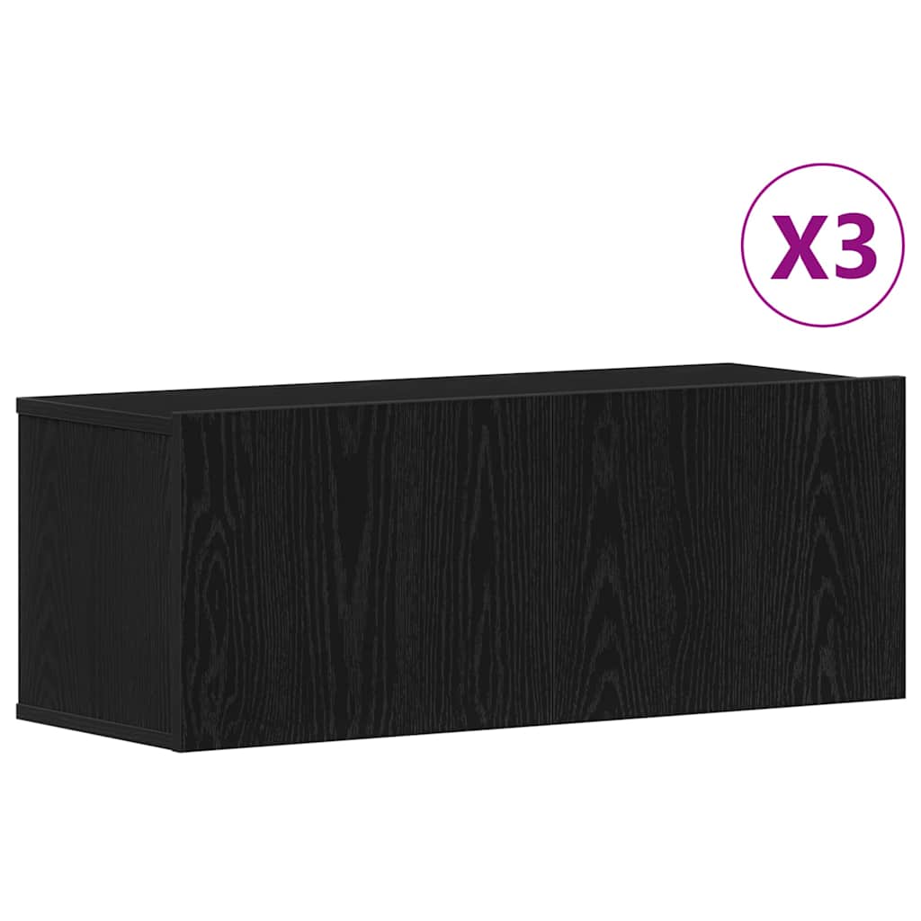 TV szekrény garnitúra 3 pcs Musta tammi 80 x 30 x 30 cm Faanyag