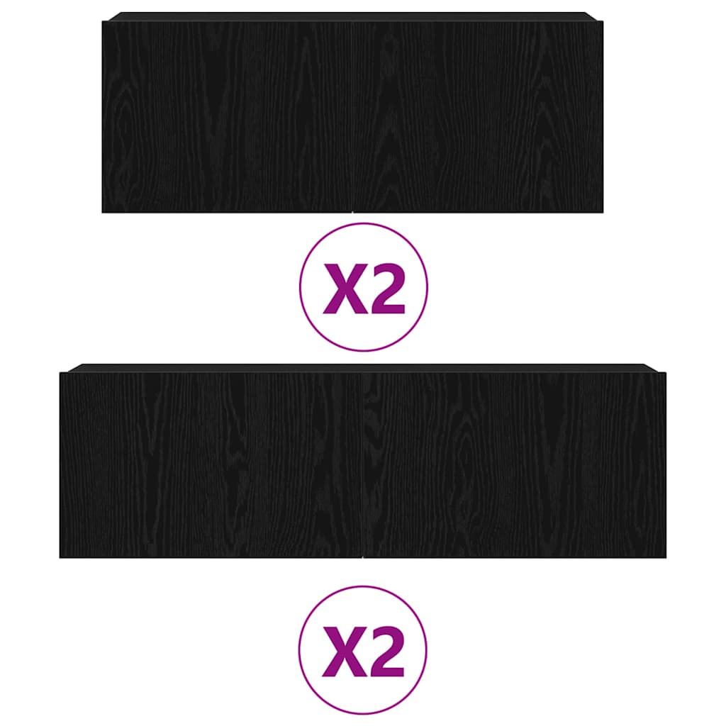 TV szekrény garnitúra 4 pcs Musta tammi 100 x 30 x 30 cm