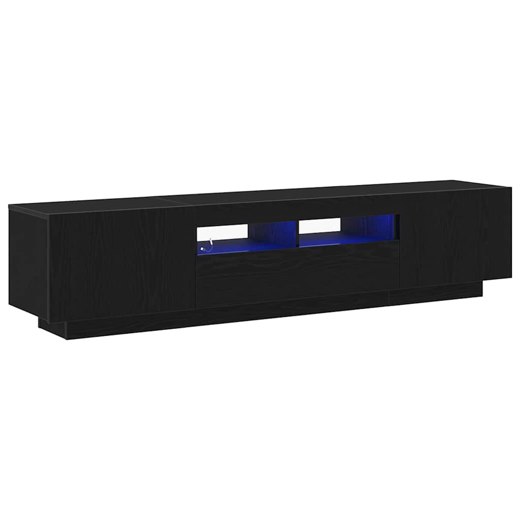 TV szekrény 2 pcs Fekete 180 x 35 x 40 cm Faanyag