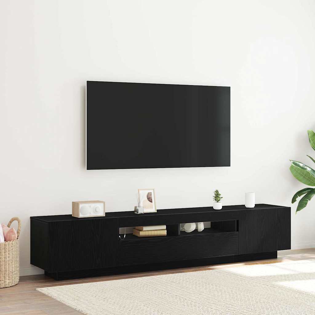 TV szekrény 2 pcs Fekete 200 x 35 x 40 cm Faanyag