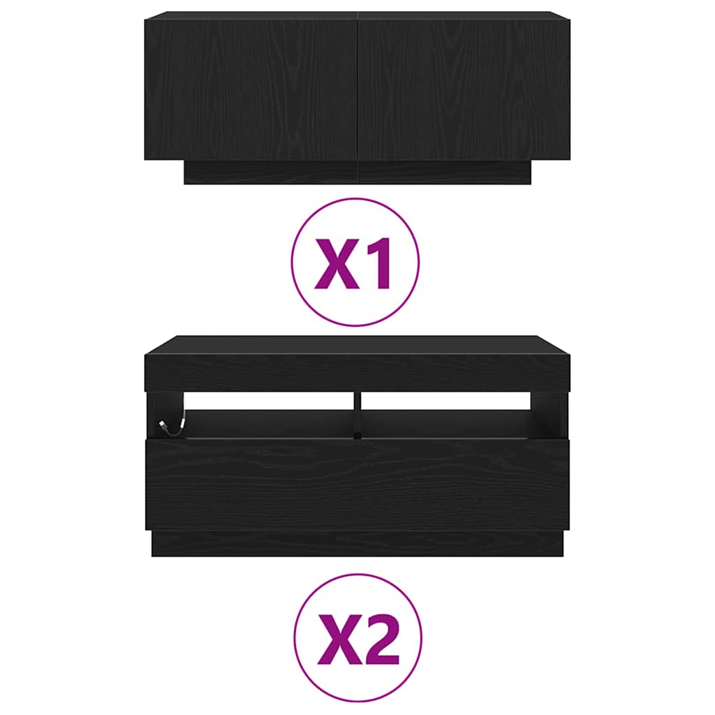 TV szekrény 3 pcs Fekete 260 x 35 x 40 cm Faanyag