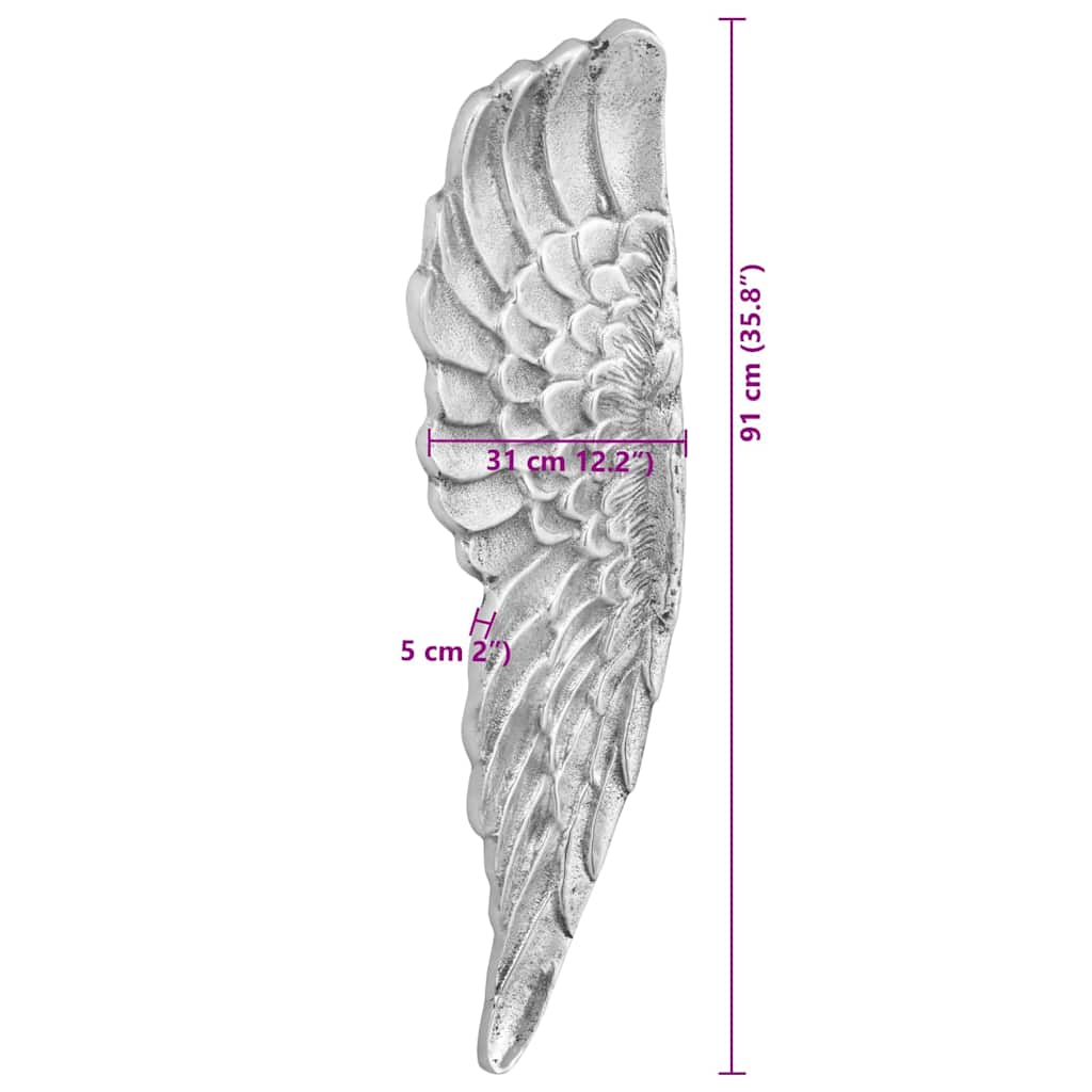 Szárny Szobor Ezüst 31 x 5 x 91 cm Alumínium