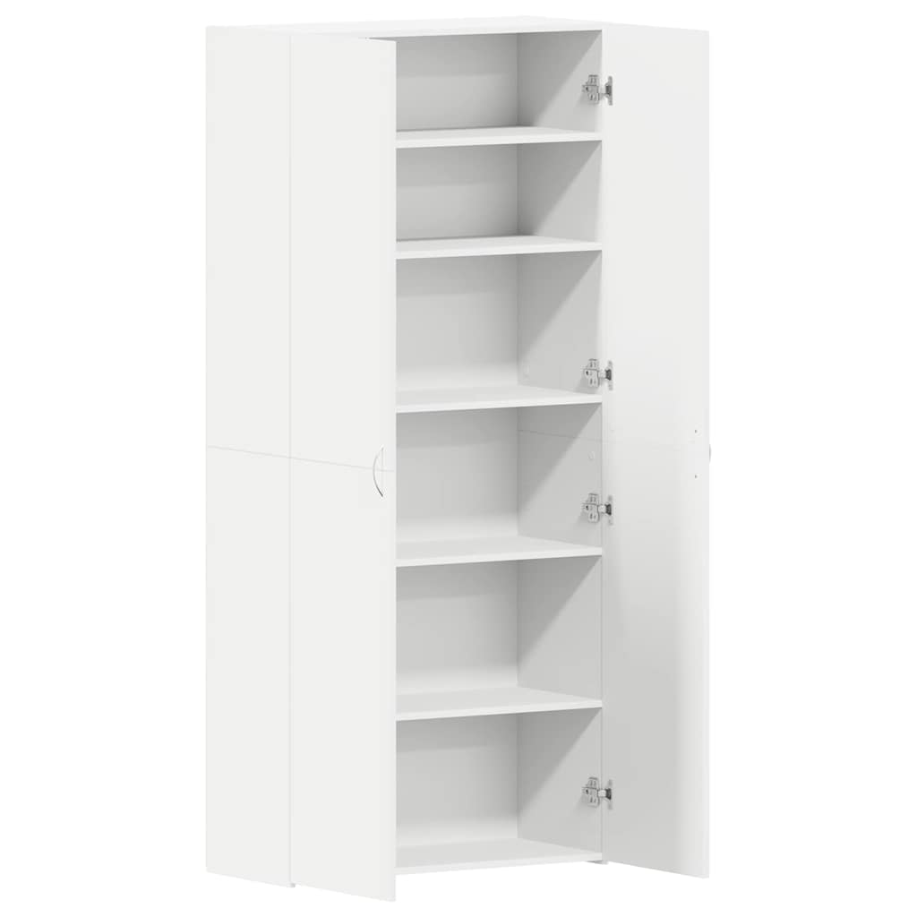 Cipőszekrény polcokkal ajtóval Fehér 80 x 35.5 x 180 cm Faanyag
