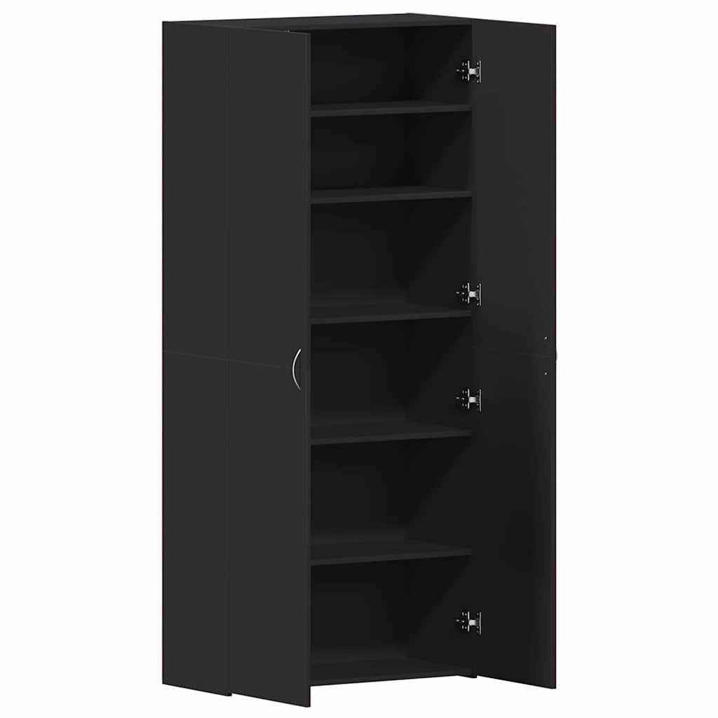 Cipőszekrény polcokkal Fekete 80 x 35.5 x 180 cm Faanyag