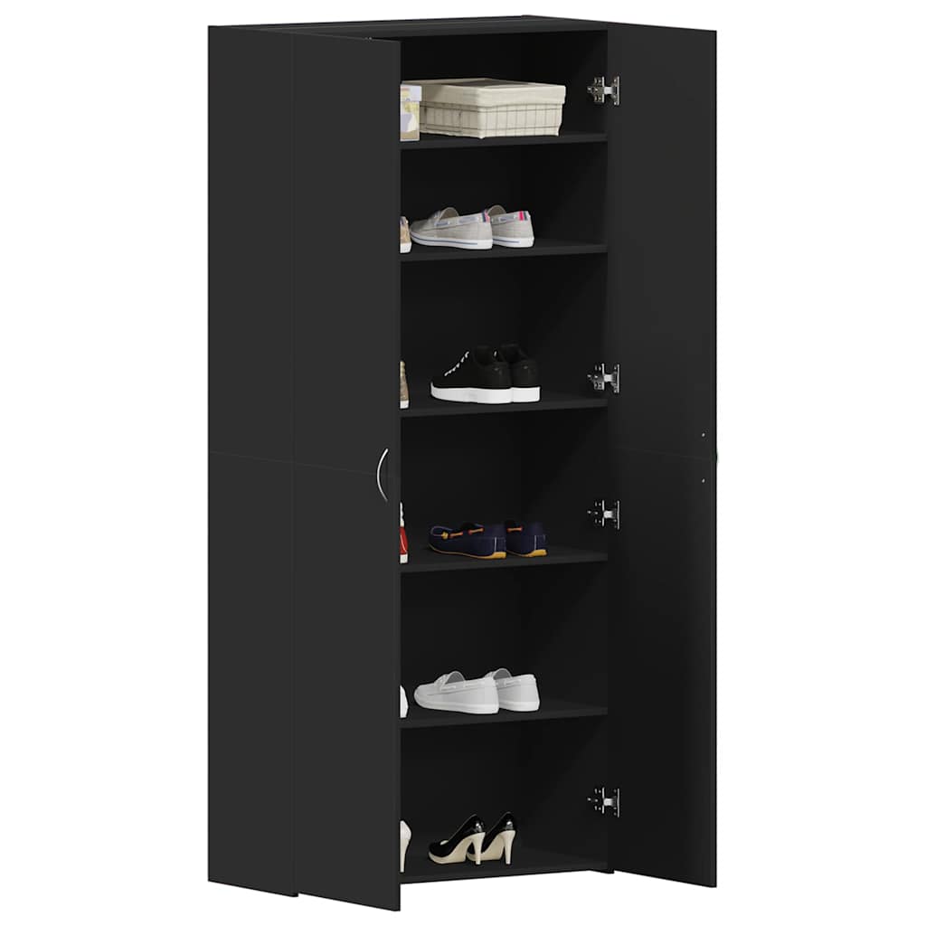 Cipőszekrény polcokkal Fekete 80 x 35.5 x 180 cm Faanyag
