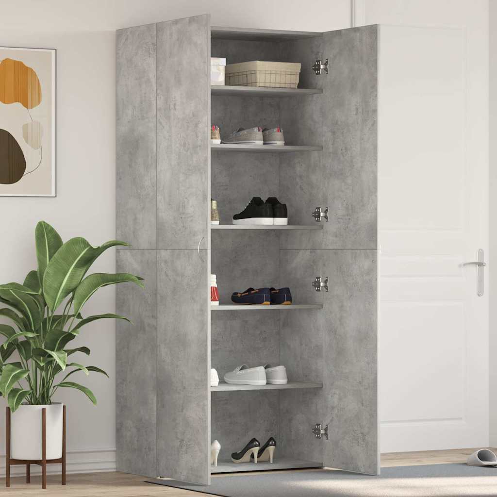 Cipőszekrény polcokkal Szürke 80 x 35.5 x 180 cm Faanyag
