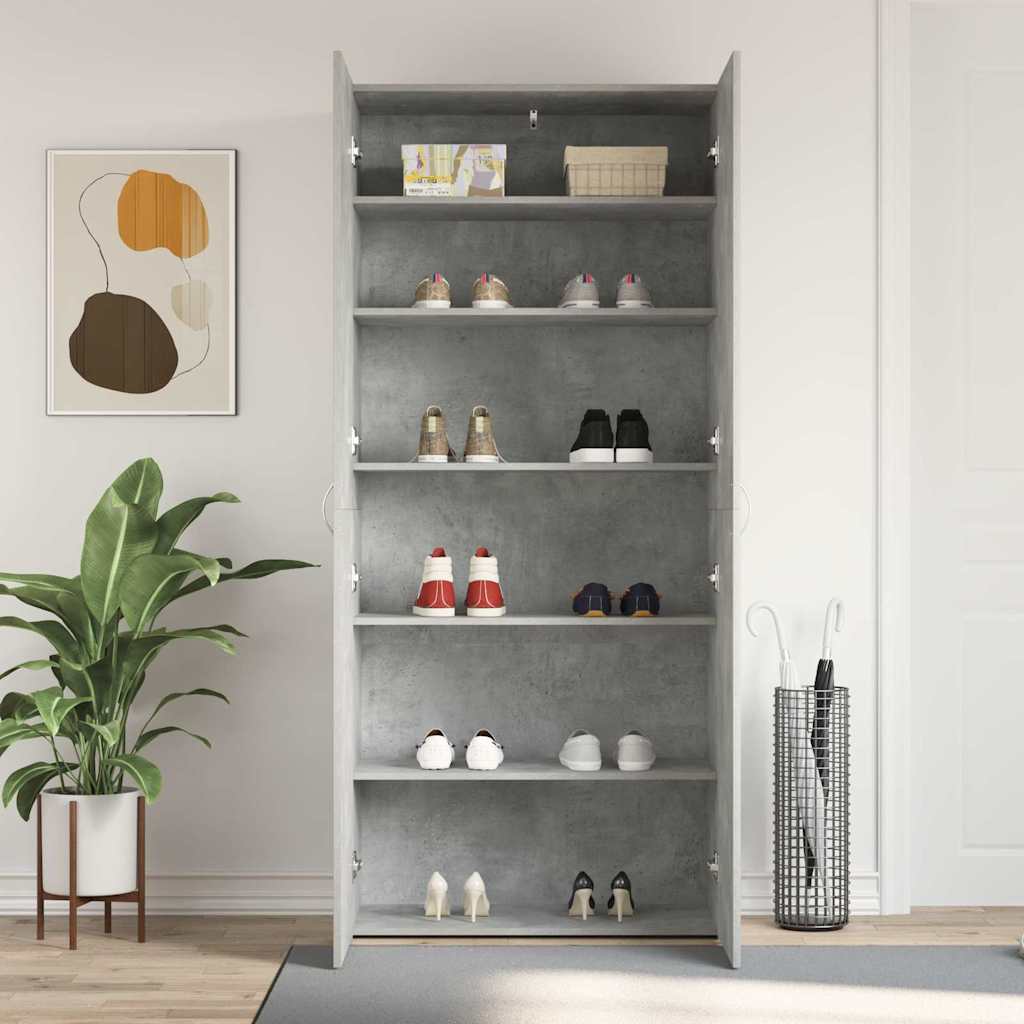 Cipőszekrény polcokkal Szürke 80 x 35.5 x 180 cm Faanyag