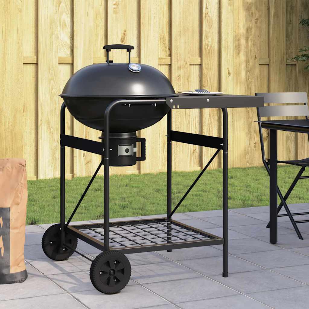 Kültéri grill kerékkel Fekete 96 x 72 x 113 cm Fém