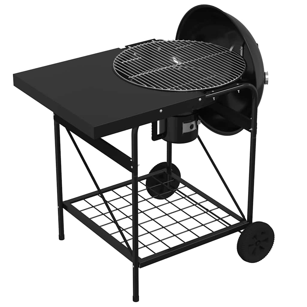 Kültéri grill kerékkel Fekete 96 x 72 x 113 cm Fém