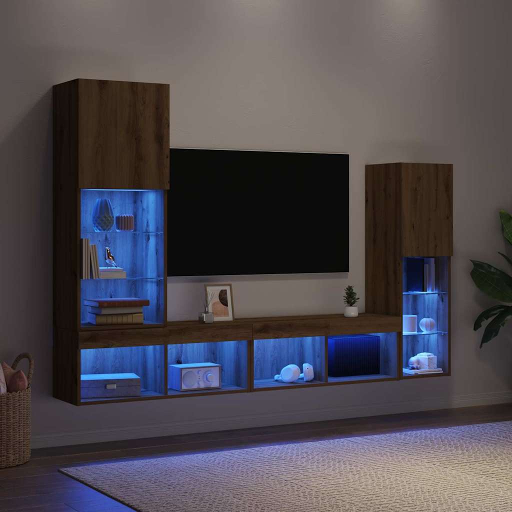 TV szekrény kézműves tölgy 40.5 x 30 x 102 cm Faanyag