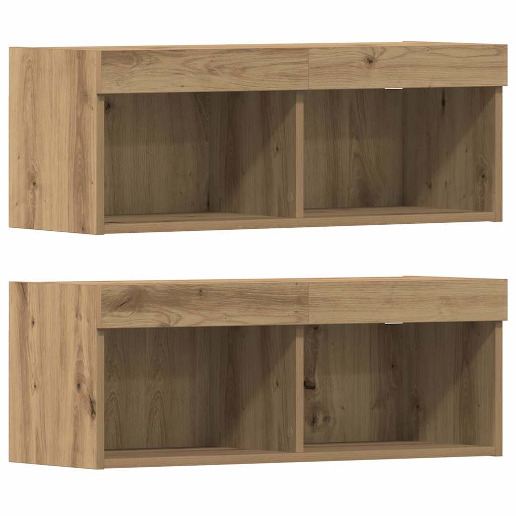 TV szekrény kézműves tölgy 40.5 x 30 x 102 cm Faanyag