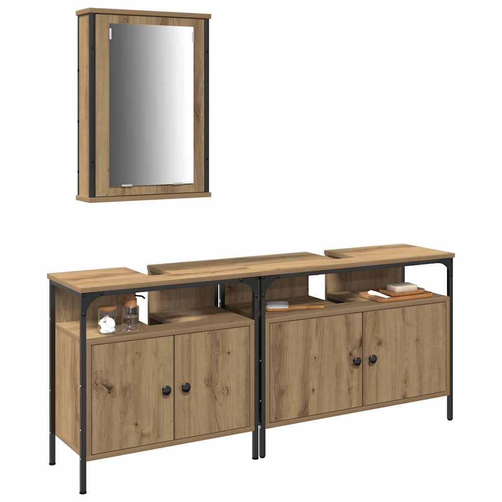 Fürdőszobai Mosdószekrények 3 pcs Barna 80 x 30 x 60 cm Faanyag