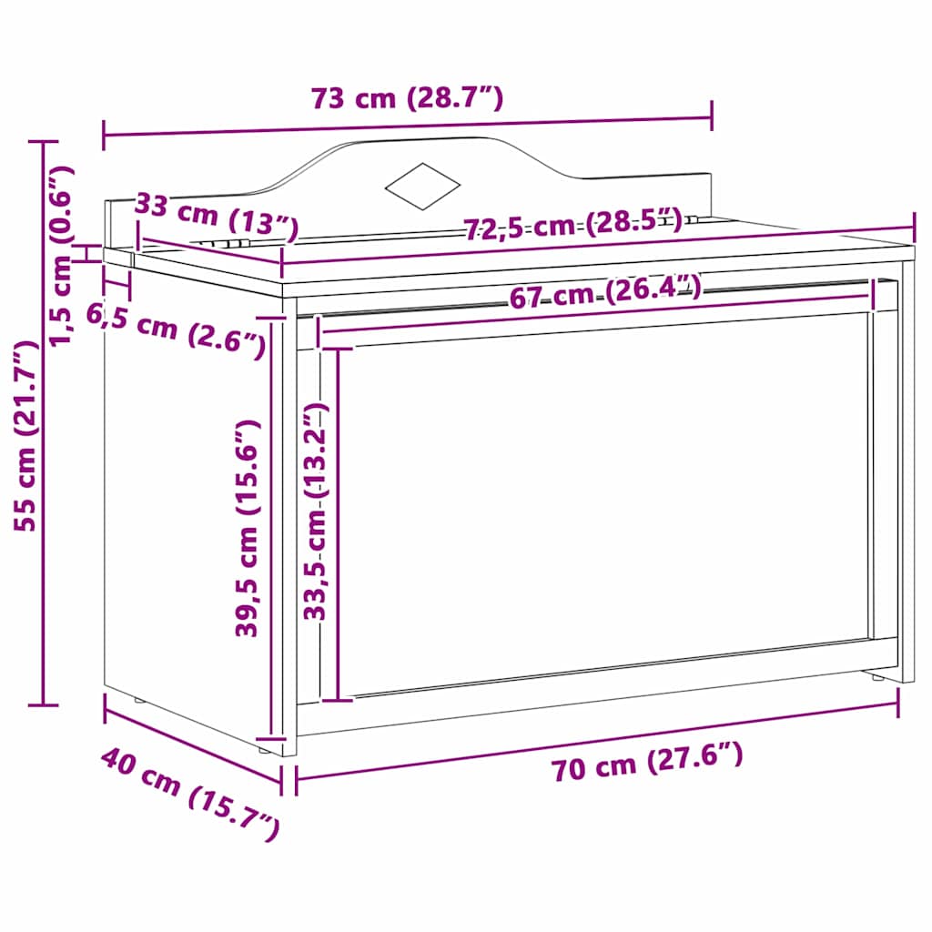 Játék Doboz tárolóval Fehér 73 x 33 x 55 cm Faanyag