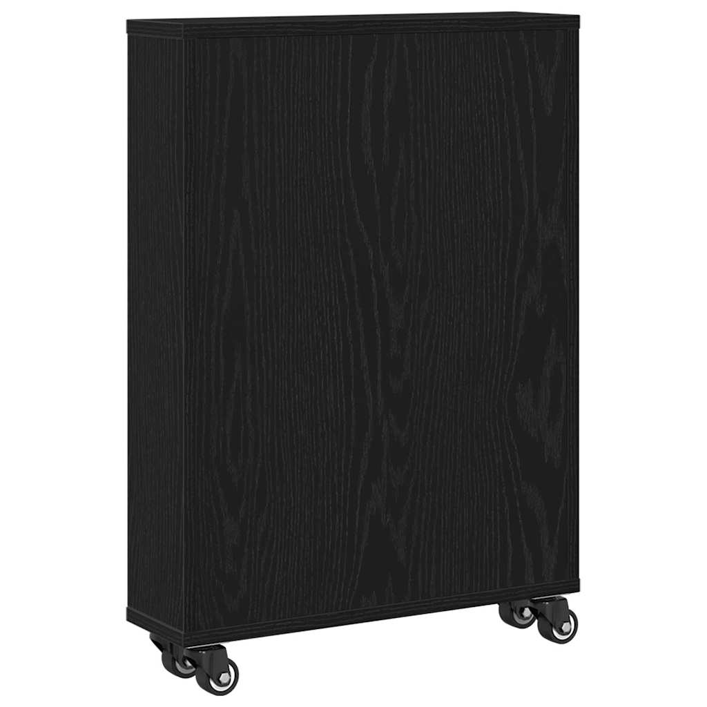 Keskeny Tároló Kocsi Musta tammi 48 x 13 x 68 cm Faanyag