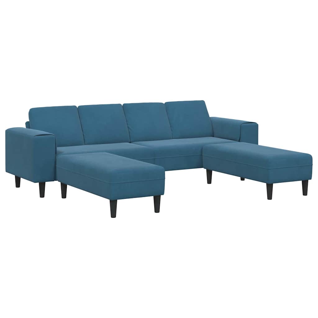 Kanapé Szett 3 pcs Kék Bársony