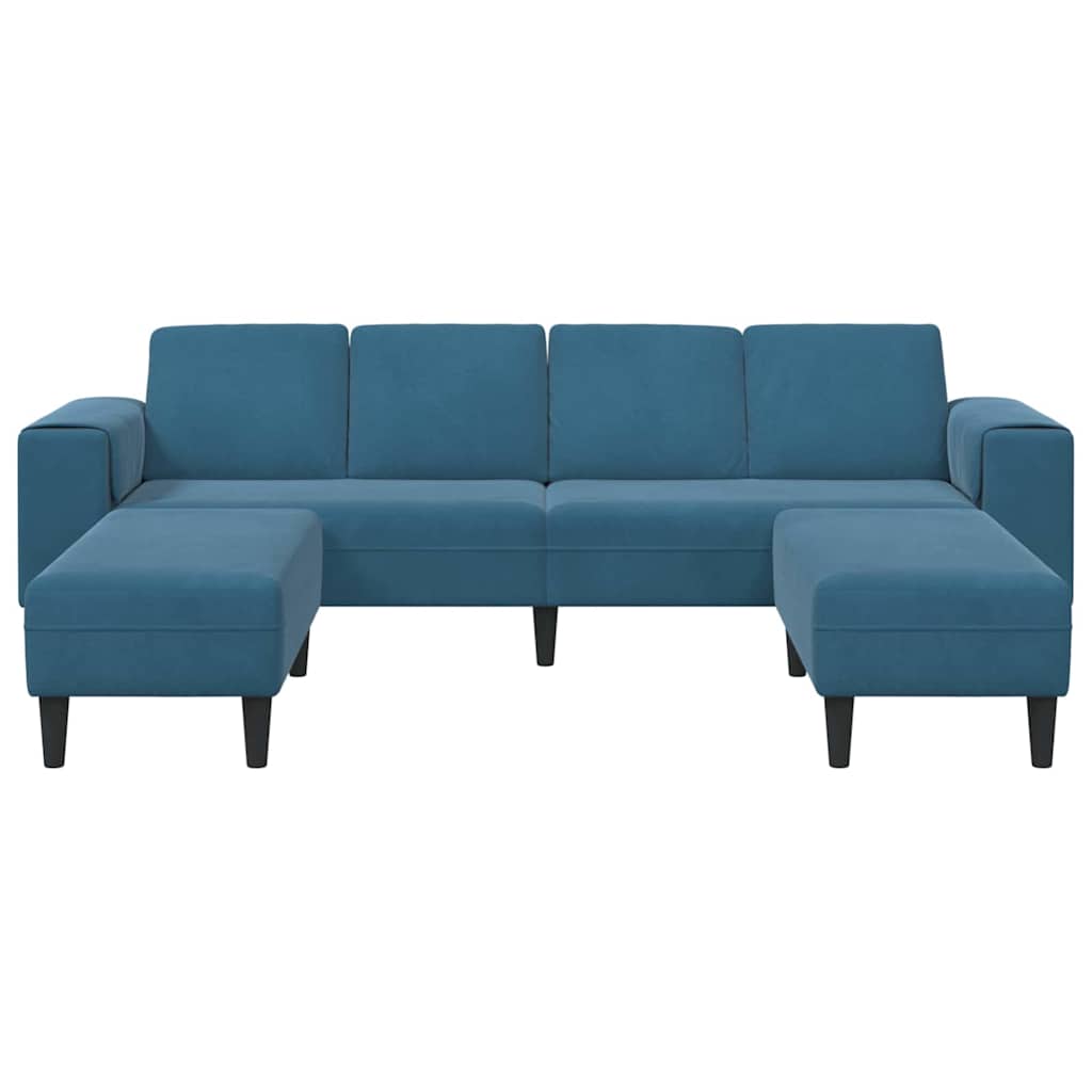 Kanapé Szett 3 pcs Kék Bársony