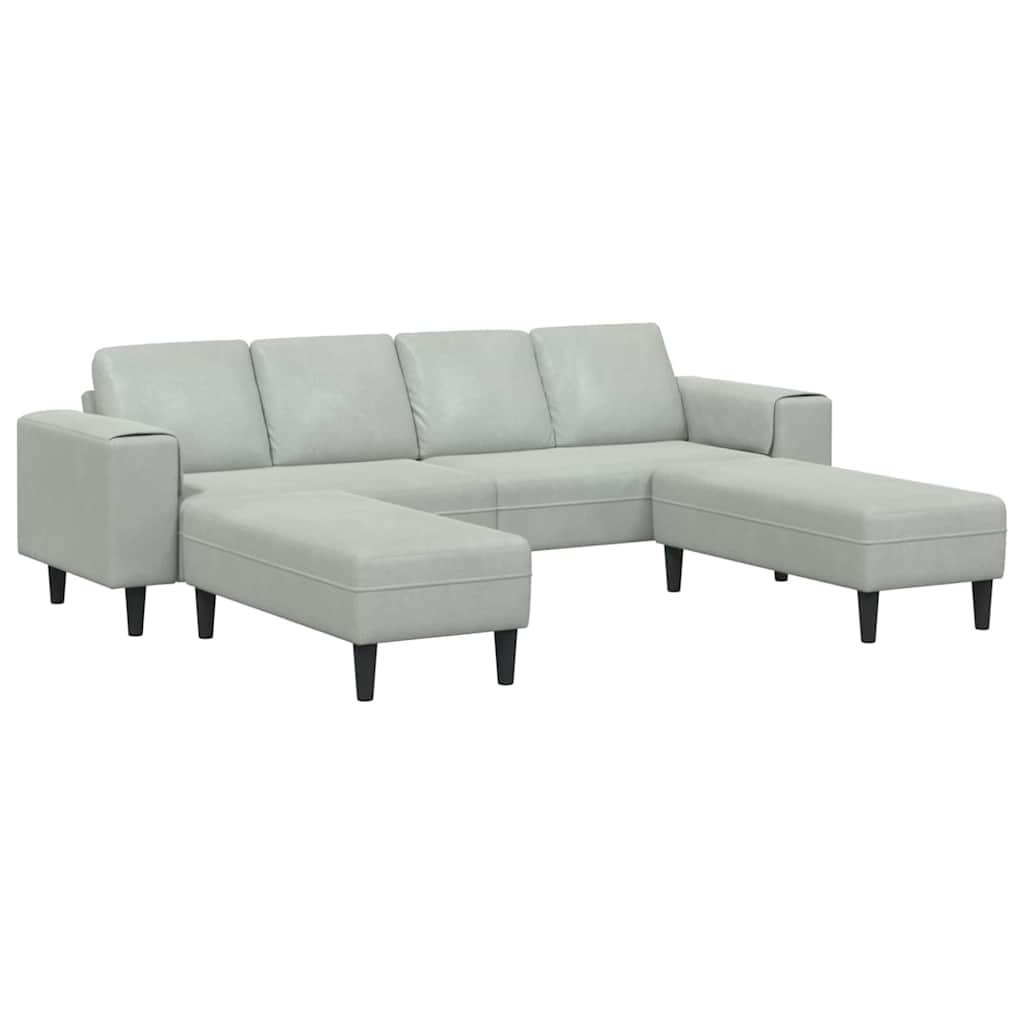 Kanapé Szett 3 pcs Világosszürke Bársony