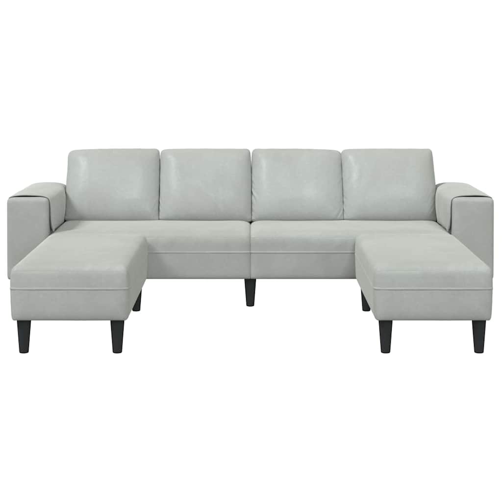 Kanapé Szett 3 pcs Világosszürke Bársony
