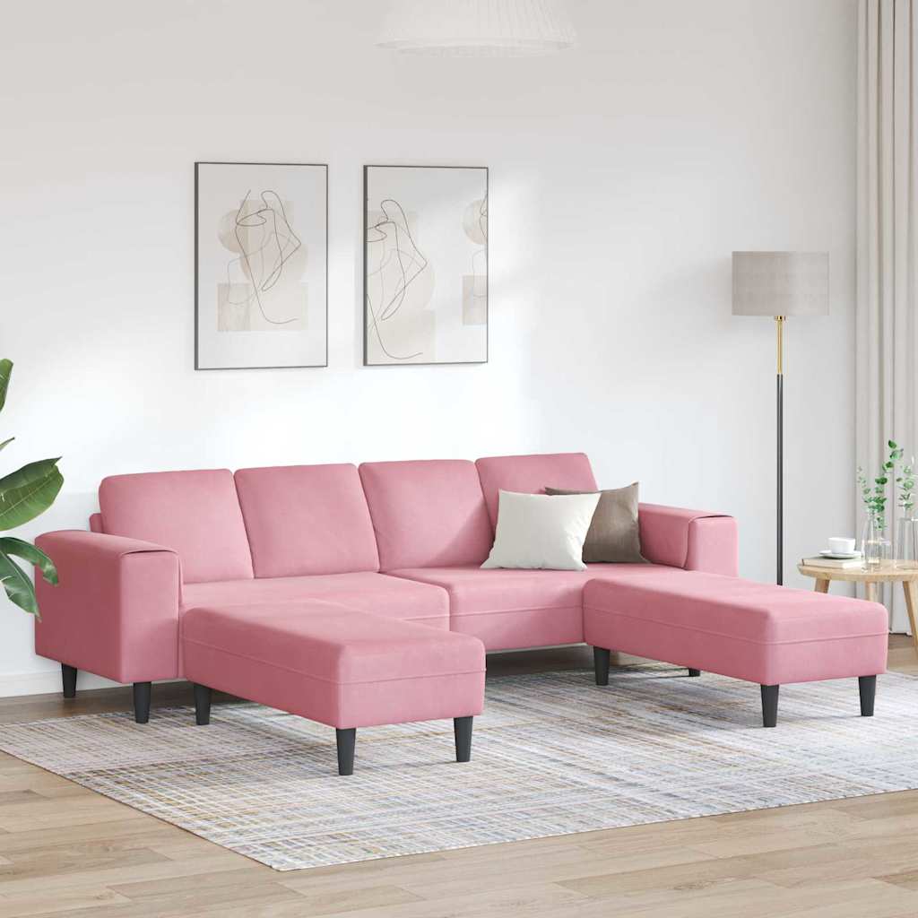 Kanapé Szett 3 pcs Rózsaszín Bársony