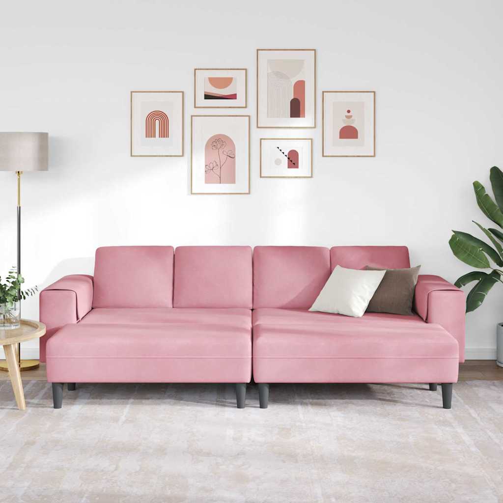 Kanapé Szett 3 pcs Rózsaszín Bársony