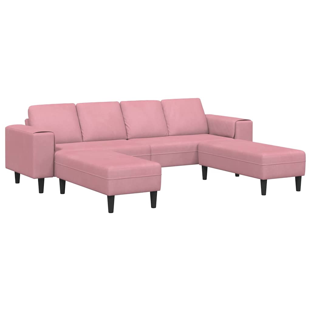 Kanapé Szett 3 pcs Rózsaszín Bársony