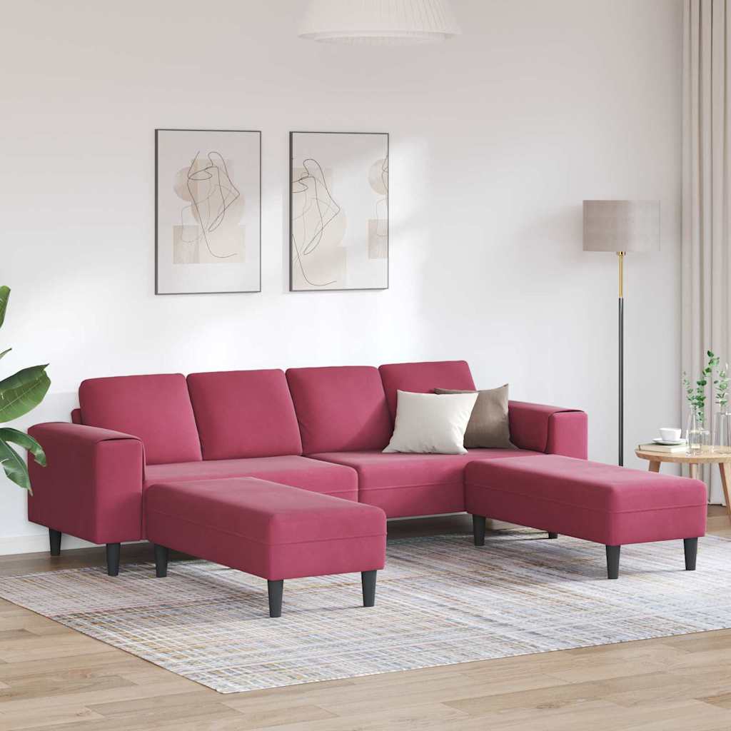 Kanapé Szett 3 pcs bordó Bársony