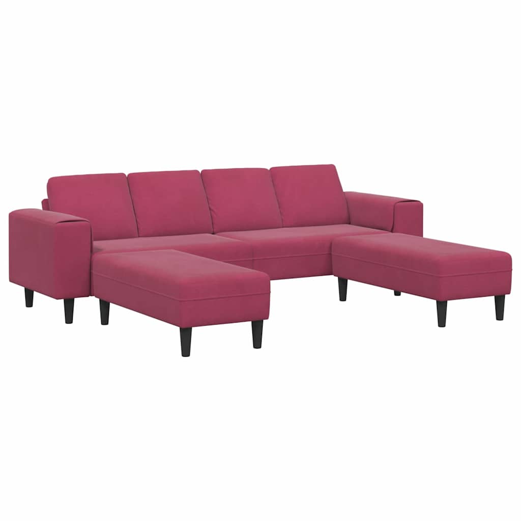 Kanapé Szett 3 pcs bordó Bársony