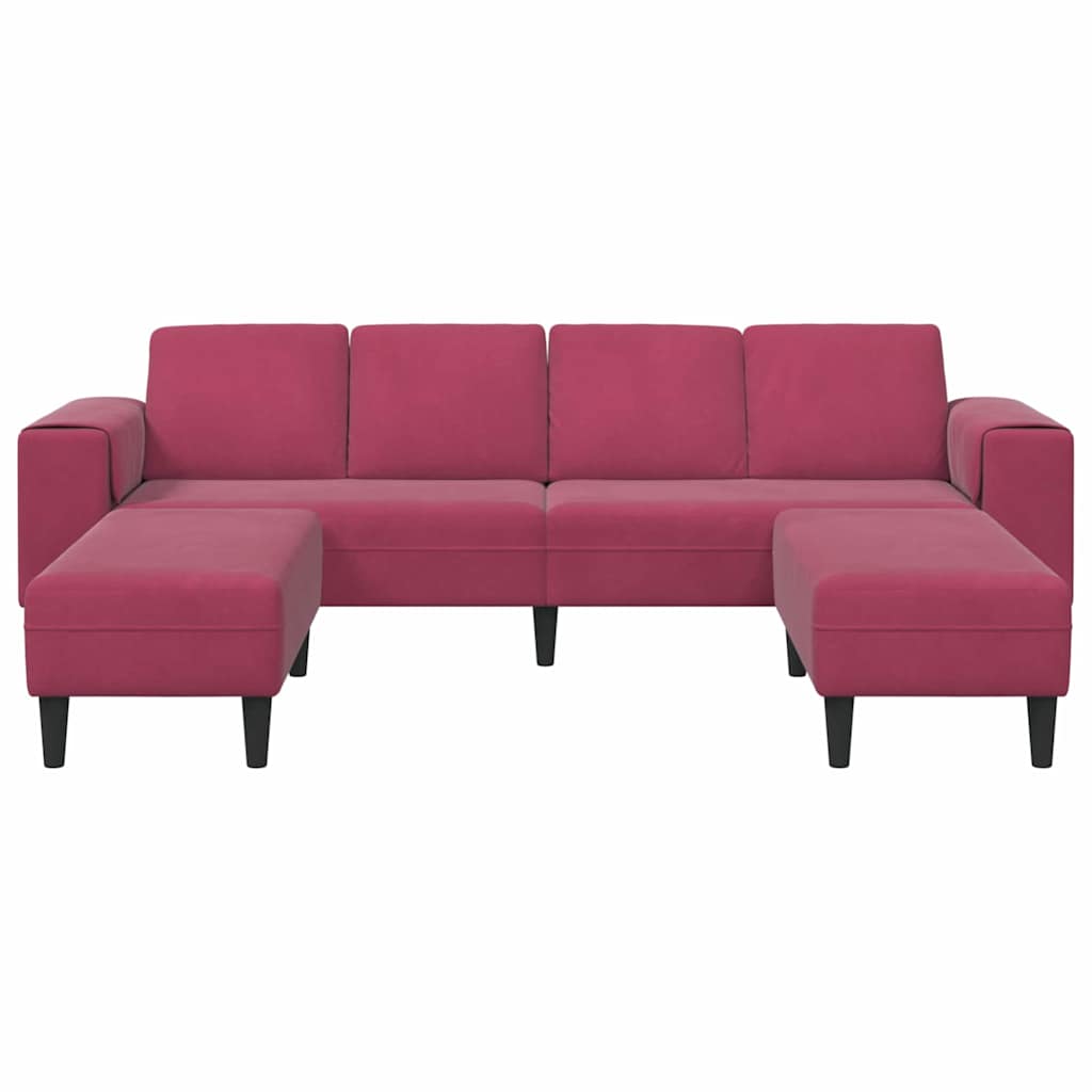 Kanapé Szett 3 pcs bordó Bársony