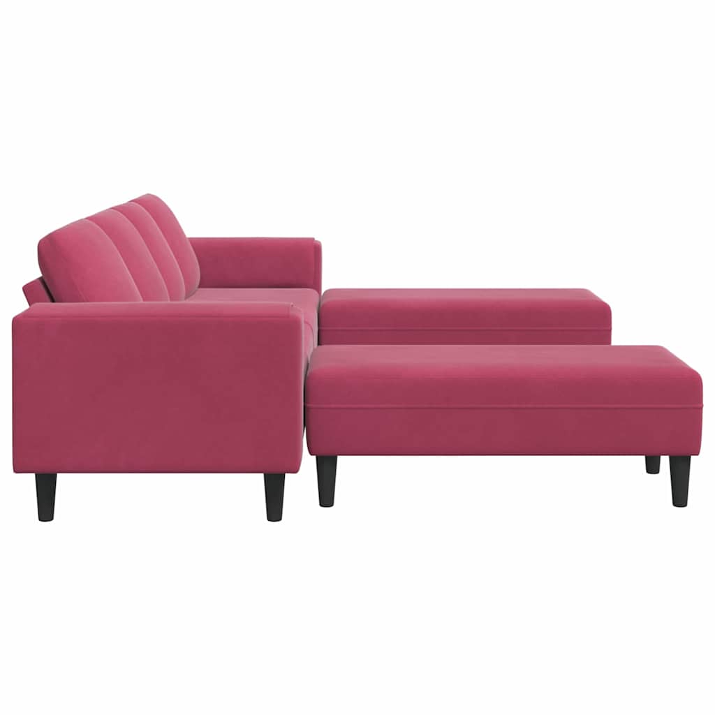 Kanapé Szett 3 pcs bordó Bársony