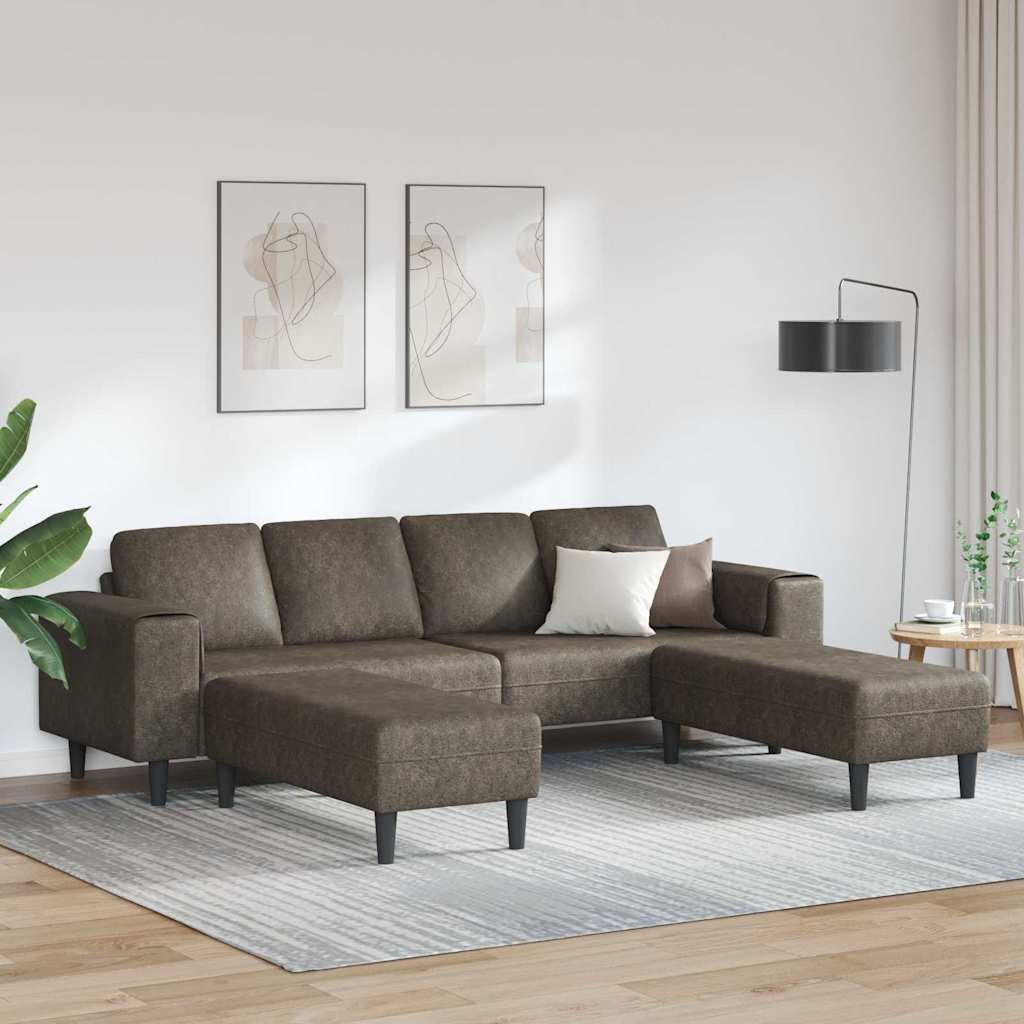 Kanapé Szett 3 pcs Sötétszürke Műbőr velúr