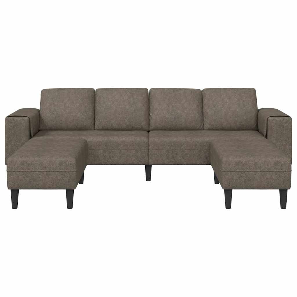 Kanapé Szett 3 pcs Sötétszürke Műbőr velúr