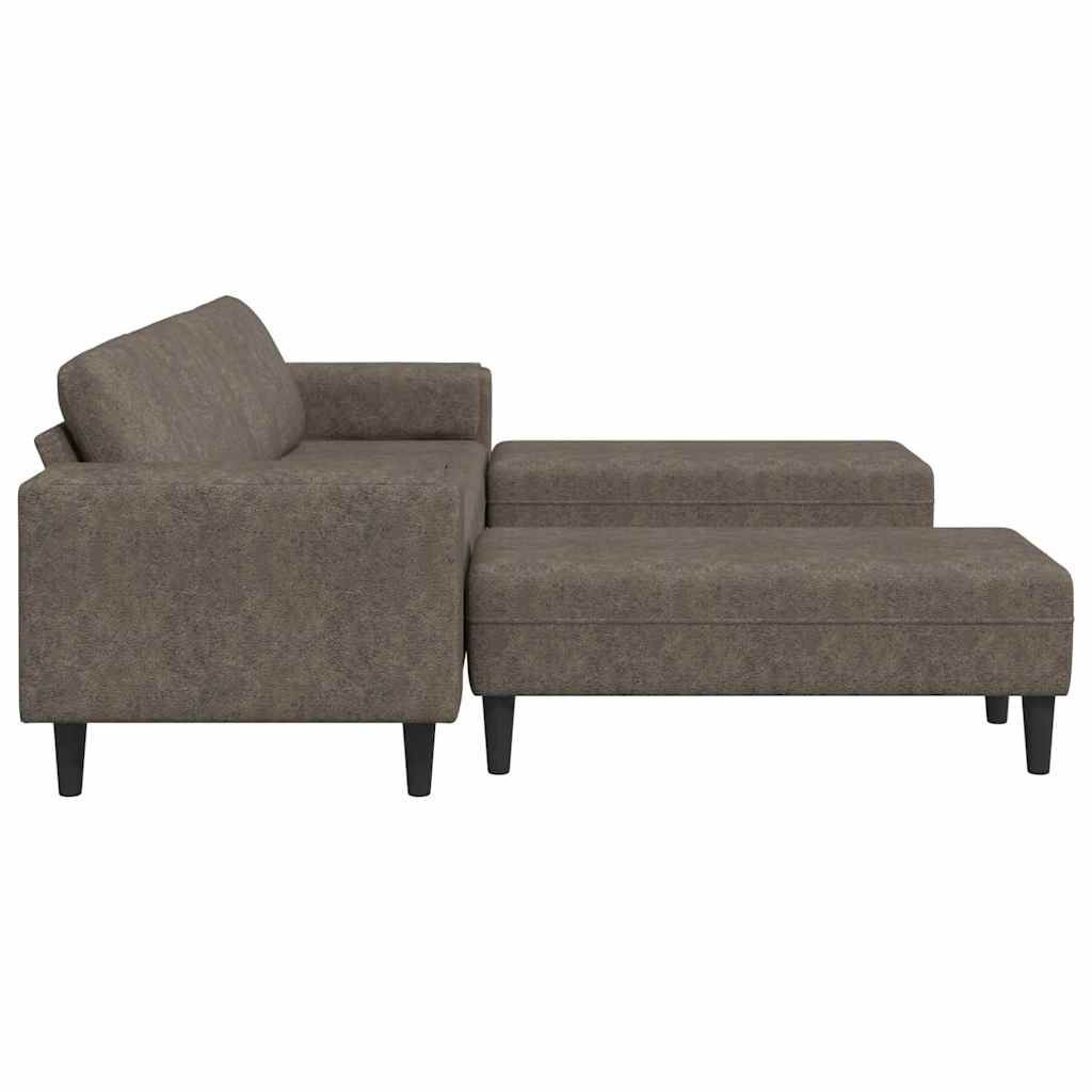 Kanapé Szett 3 pcs Sötétszürke Műbőr velúr