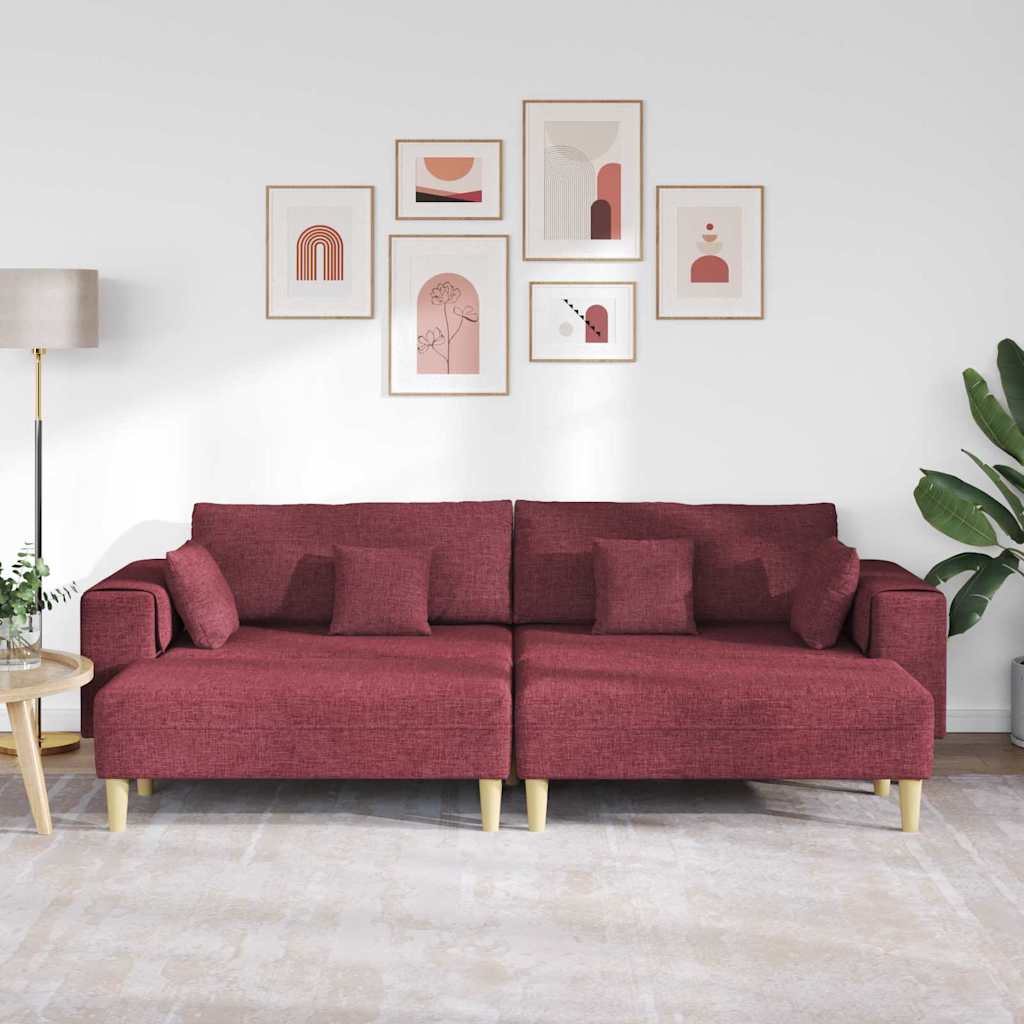 Szövet kanapé párnával 3 pcs Bordó 208 cm szövet