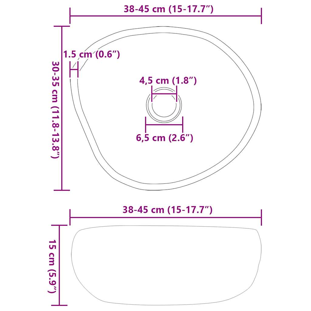 Mosdó Világosszürke (38-45) x (30-35) x 15 cm Folyami kő