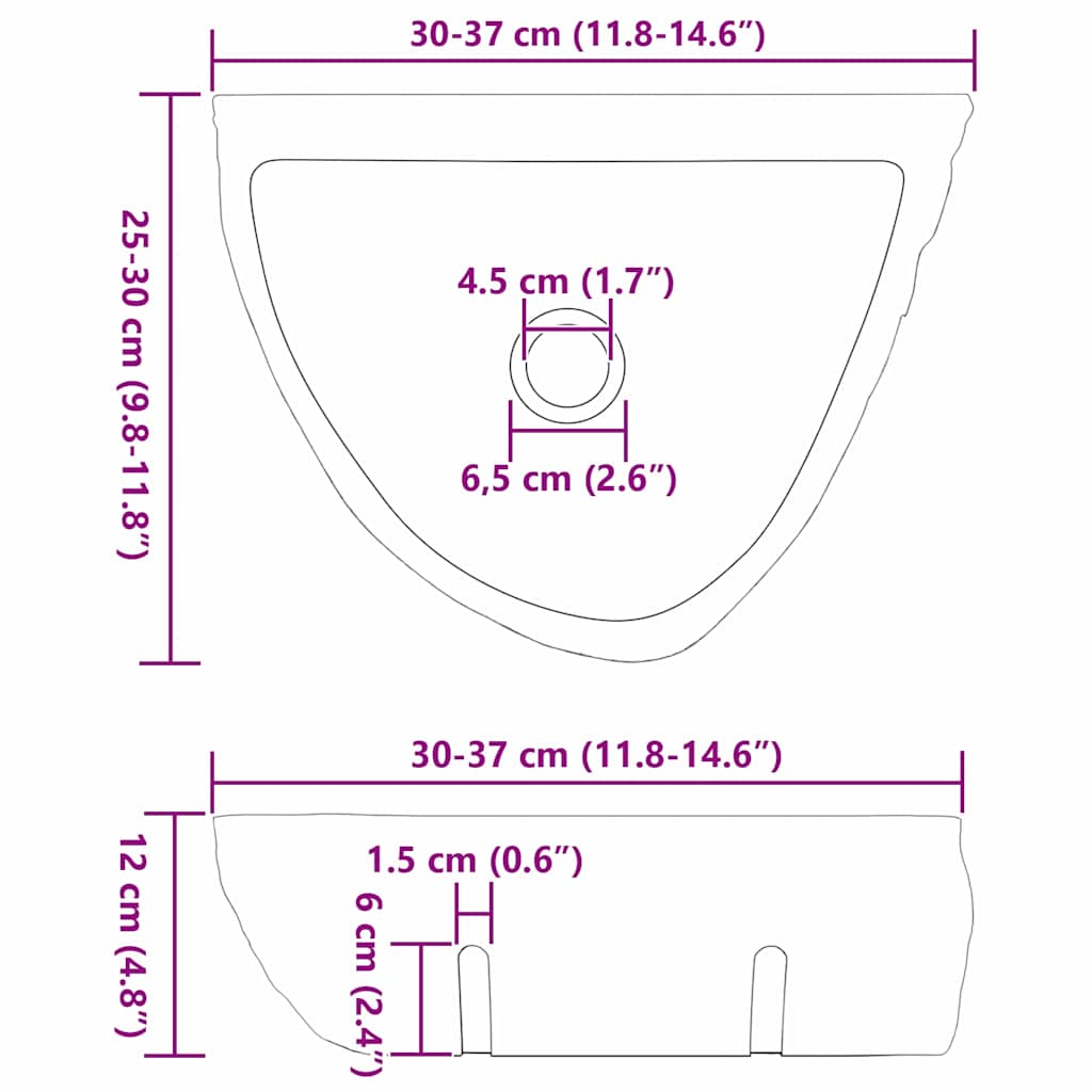 Fali mosdó Szürke (30-37) x (25-30) x 12 cm Folyami kő