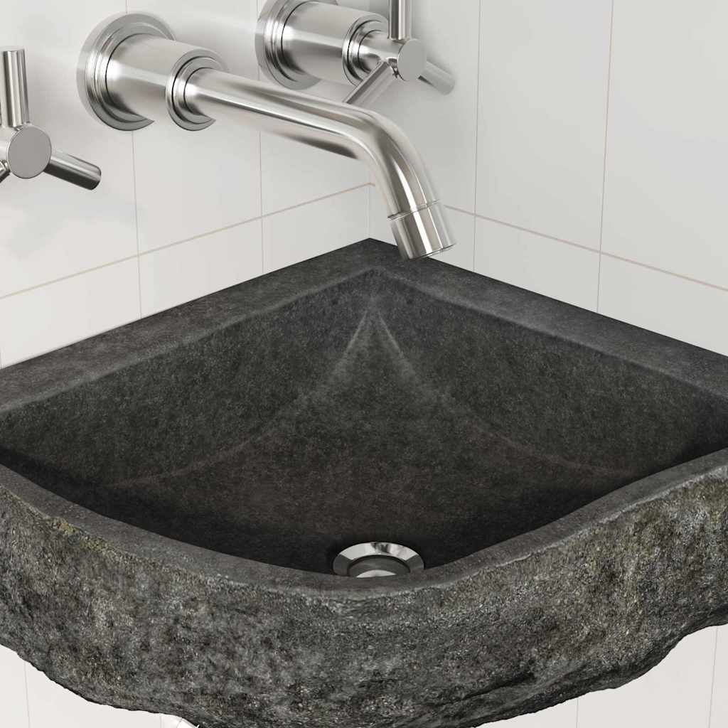 Fali sarokmosdó Szürke (30-37) x (30-37) x 12 cm Folyami kő