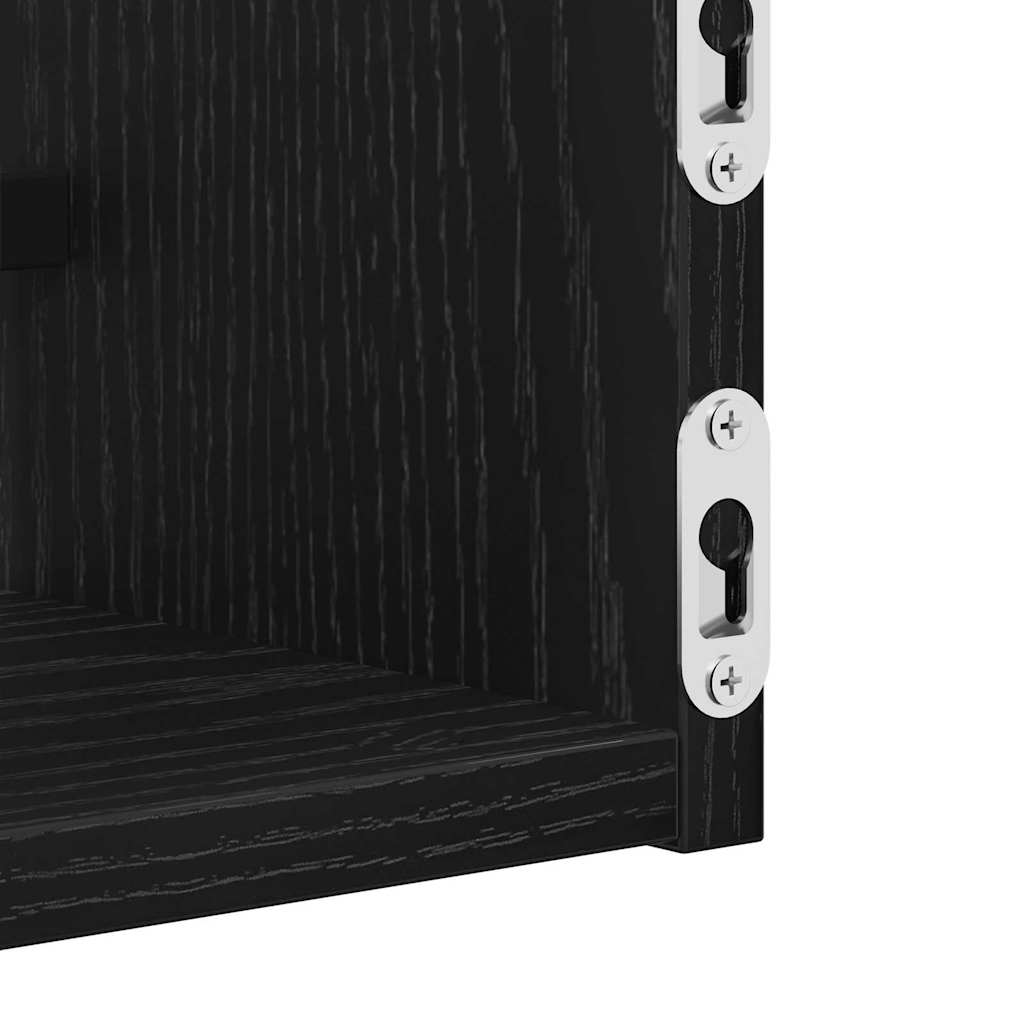 Falpolc polcokkal 2 pcs Musta tammi 80 x 16 x 14 cm Faanyag