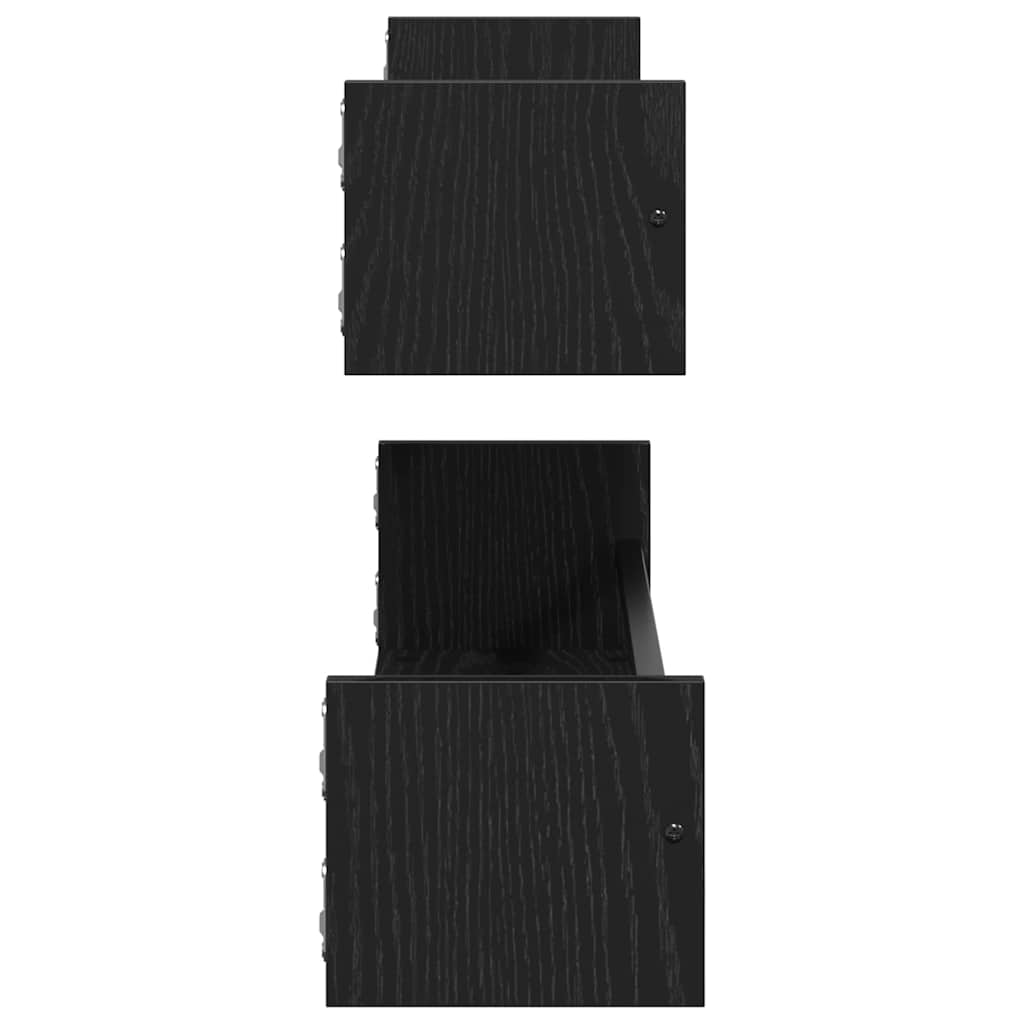 Falpolc polcokkal 2 pcs Musta tammi 80 x 16 x 14 cm Faanyag