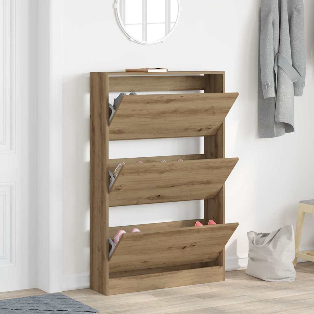 Cipőszekrény ajtóval kézműves tölgy 80 x 21 x 125.5 cm Faanyag